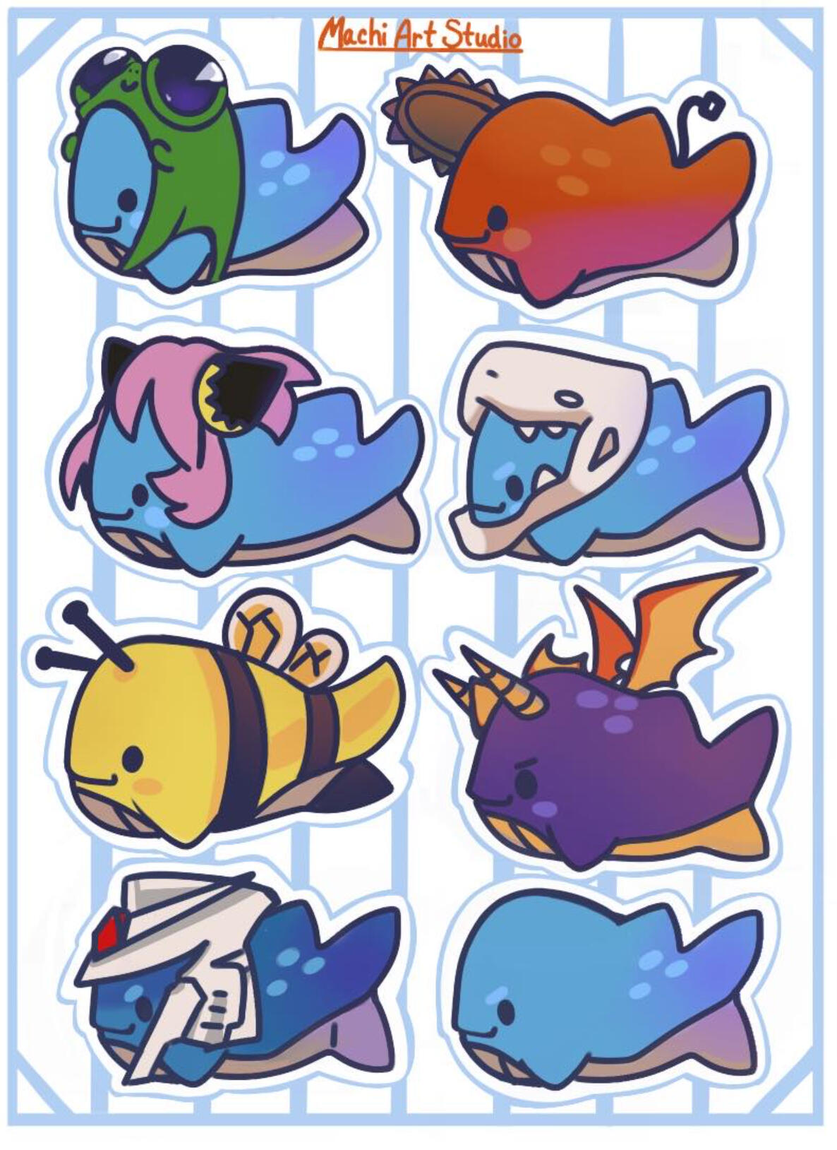 Cosplaying Whale Sticker Sheet